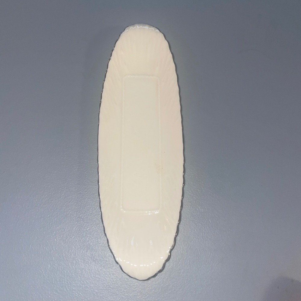 Lenox Ivory Porcelain Rectangular Dish With Embossed Design 12"